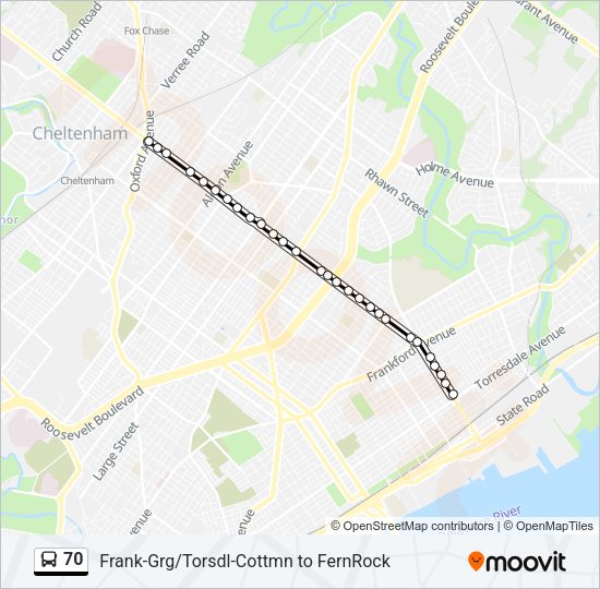 70 Bus Line Map