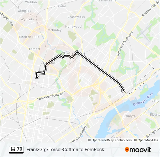 70 Bus Line Map