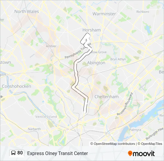 80 Bus Line Map