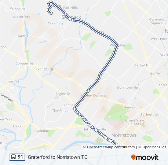 91 bus Line Map