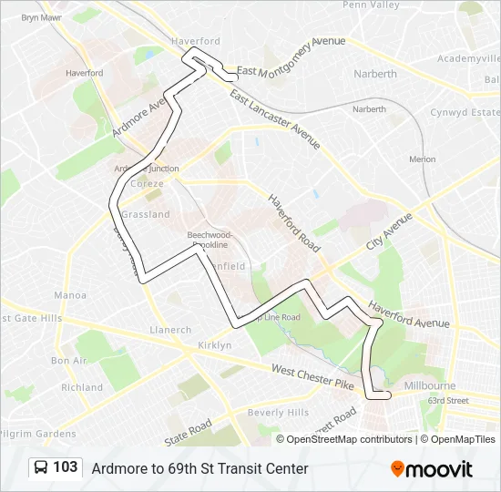 103 Bus Line Map