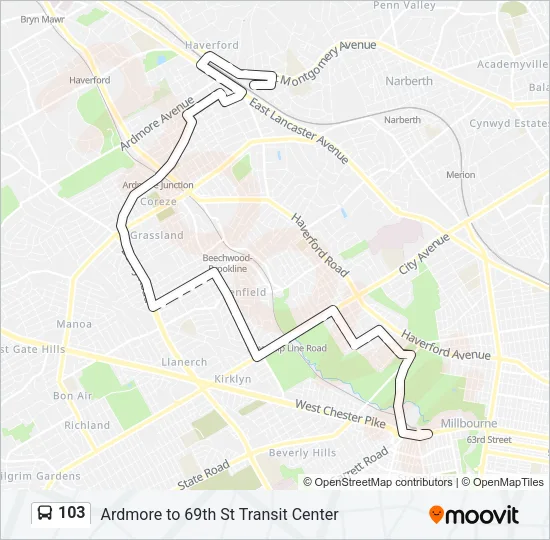 103 Bus Line Map