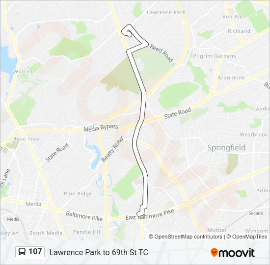 107 Bus Line Map