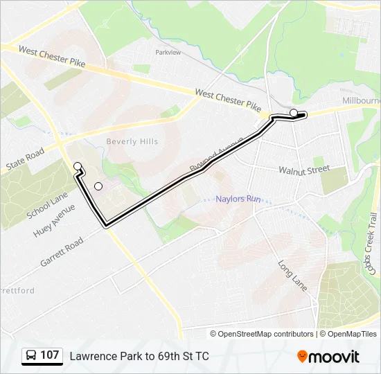 107 Bus Line Map
