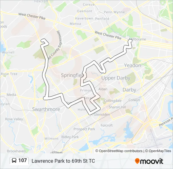 107 Bus Line Map