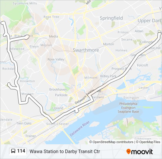 114 bus Line Map