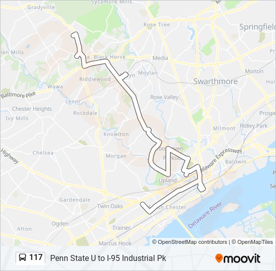 117 bus Line Map