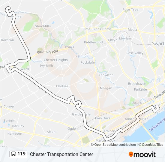 119 bus Line Map