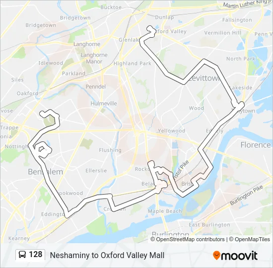 128 Bus Line Map