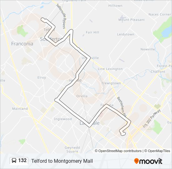 132 bus Line Map