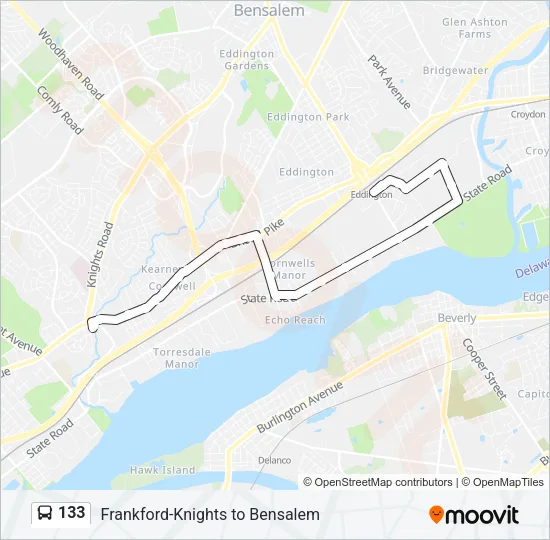 133 Bus Line Map