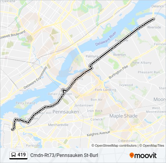 419 bus Line Map