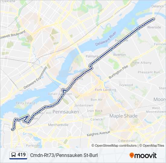 419 bus Line Map