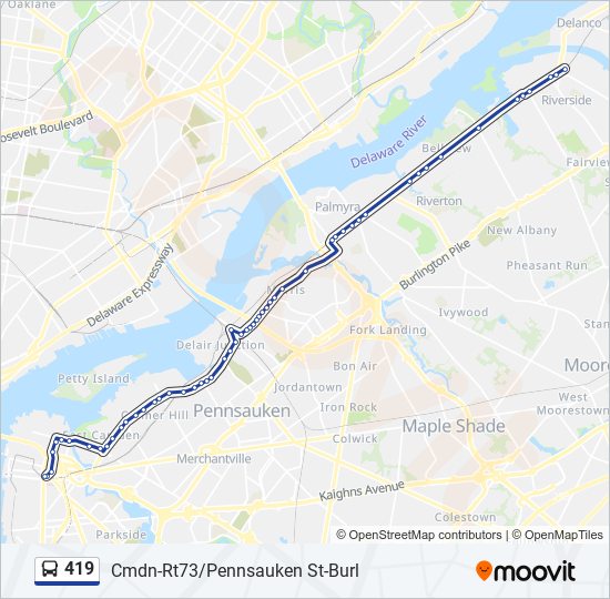 419 bus Line Map