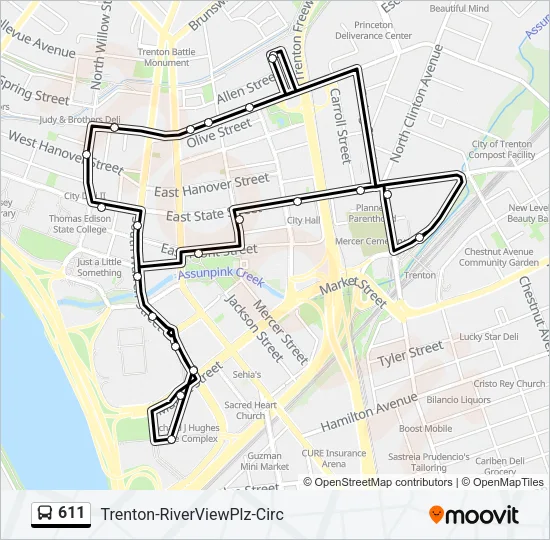 611 Bus Line Map