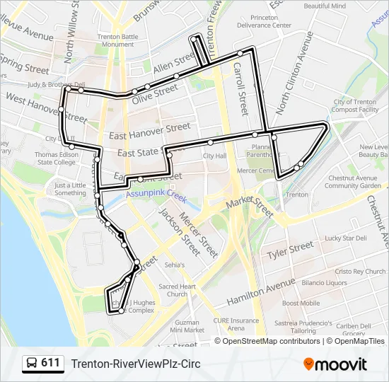 611 Bus Line Map