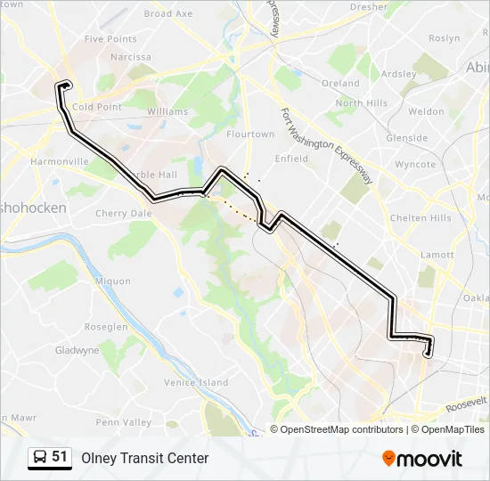 51 Bus Line Map