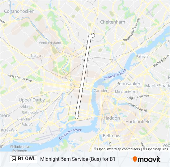 B1 OWL Bus Line Map