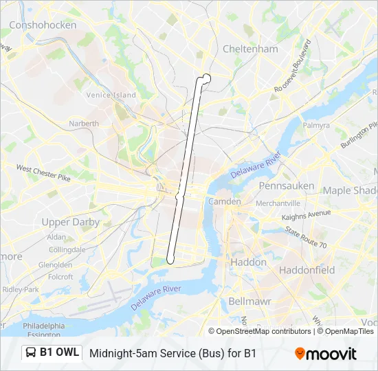 B1 OWL Bus Line Map