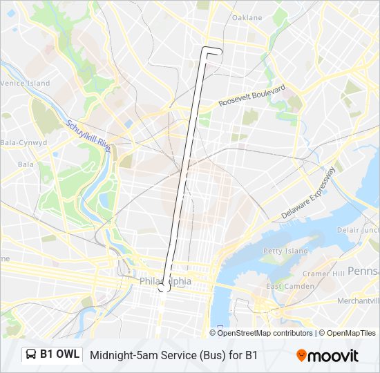 B1 OWL Bus Line Map