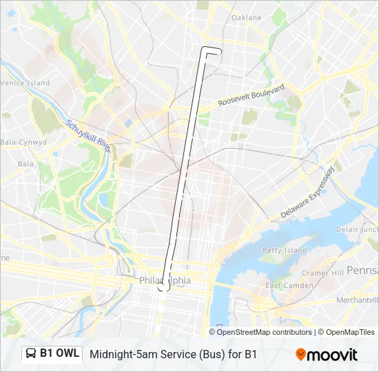 B1 OWL Bus Line Map