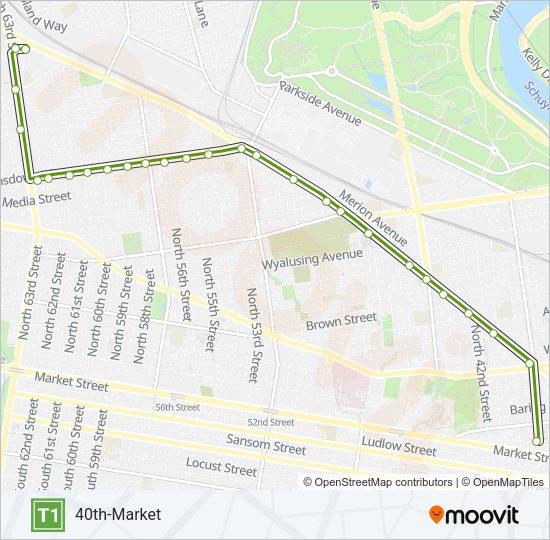 T1 Metro Line Map