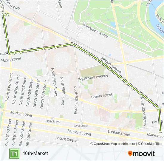 T1 Metro Line Map