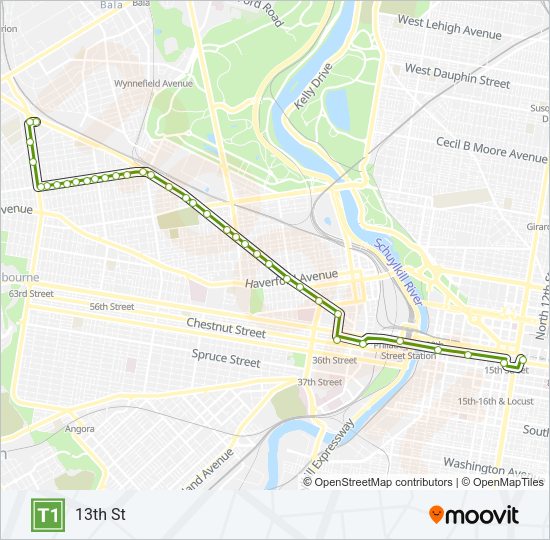 T1 Metro Line Map