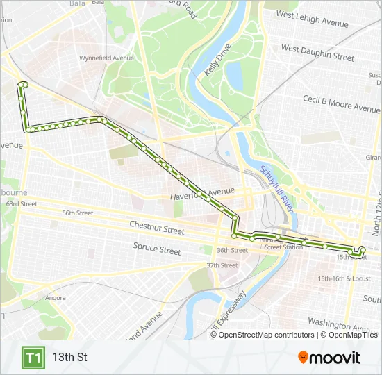 T1 Metro Line Map