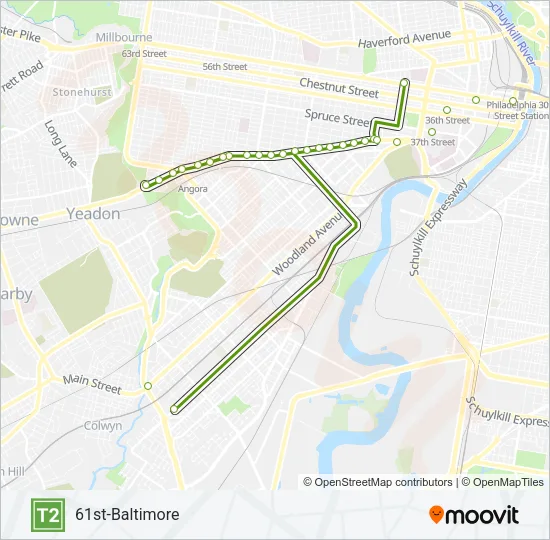 T2 Metro Line Map