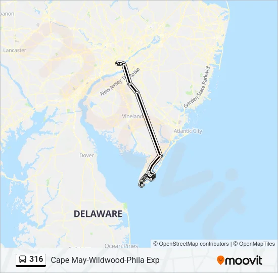 316 Bus Line Map