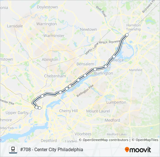 Septa Trenton Line Map Trenton Route: Schedules, Stops & Maps - #708 - Center City Philadelphia  (Updated)