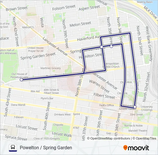 POWELTON / SPRING GARDEN Bus Line Map