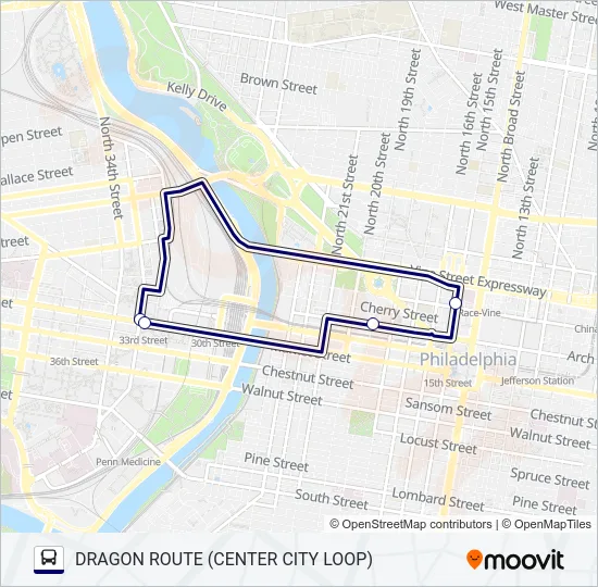 DRAGON ROUTE (CENTER CITY LOOP) Bus Line Map