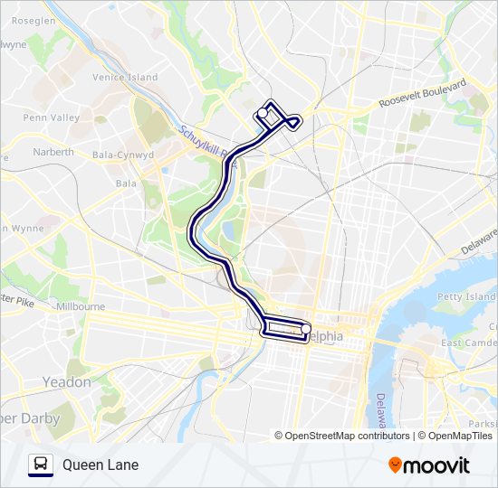 QUEEN LANE (EAST FALLS LOOP) Bus Line Map