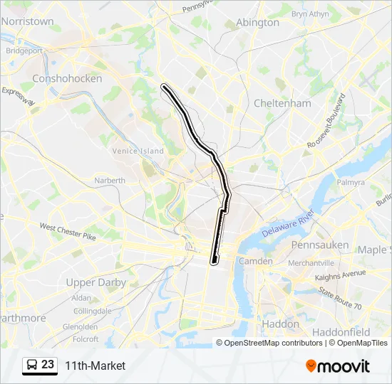 Septa Route 23 Map 23 Route: Schedules, Stops & Maps - 11Th-Market (Updated)