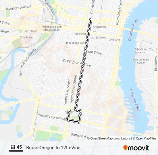 45 Bus Line Map