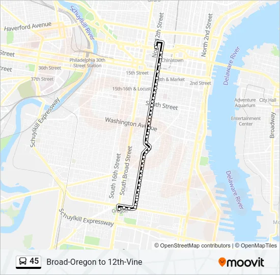45 Bus Line Map