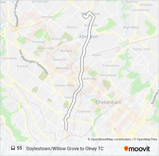 55 Bus Line Map