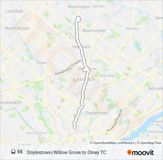 55 Bus Line Map