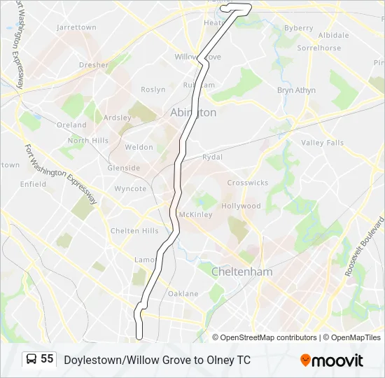 55 Bus Line Map