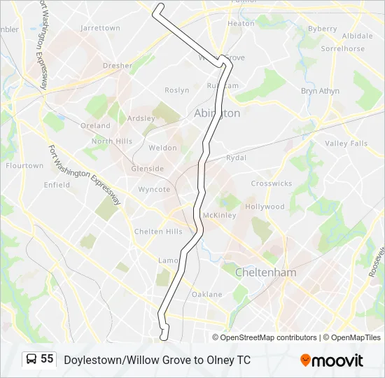 55 Bus Line Map