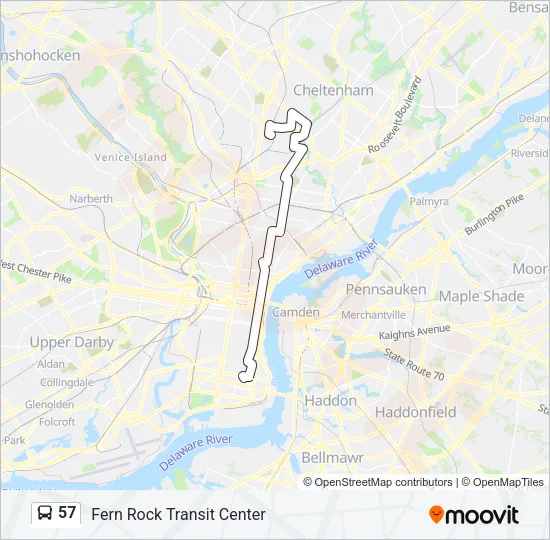 57 Bus Line Map