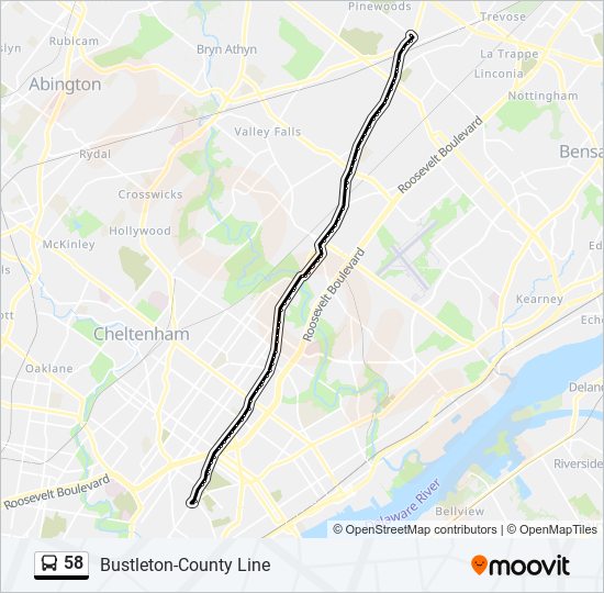 58 bus Line Map