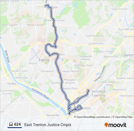 Mapa de 624 de autobús