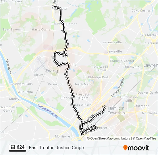 624 Bus Line Map