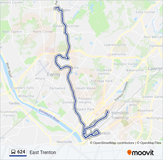 Mapa de 624 de autobús