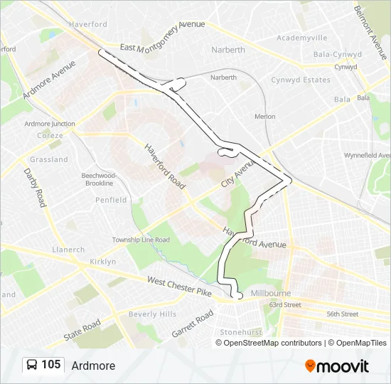 105 Bus Line Map
