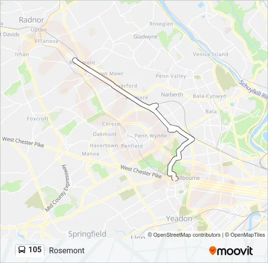 105 Bus Line Map