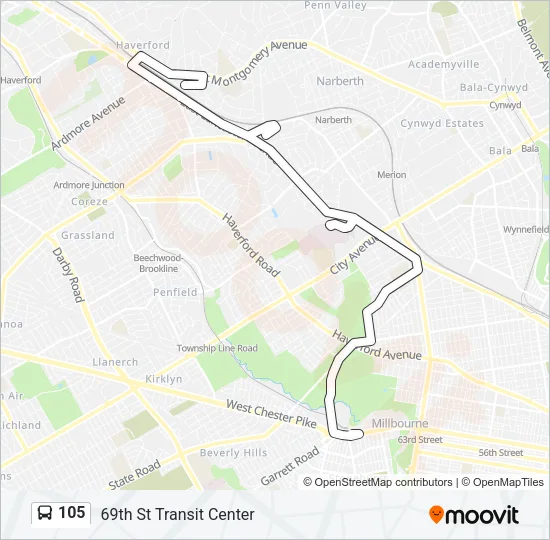 105 Bus Line Map